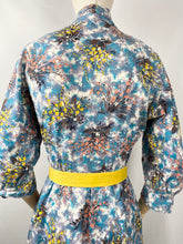Load image into Gallery viewer, 1950s Blue and Mustard Floral Cotton Dress Robe - Bust 36 38 40