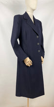 Load image into Gallery viewer, Original 1940s Blue Wool Coat with Fabulous Spiderweb Buttons - Bust 36 37 38