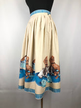 Load image into Gallery viewer, 1950s Novelty Print Puppy and Hat Border Print Skirt - Waist 23" 24" - Charming Piece
