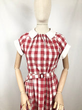 Load image into Gallery viewer, Original 1950s Bold Gingham Check Dress in Red, White and Pink - Bust 36 38 40
