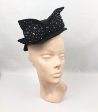 Load image into Gallery viewer, Epic American 1940s New York Creation Tilt Topper Hat with Huge Beaded and Sequined Bow