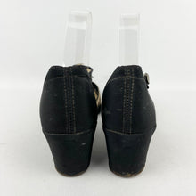 Load image into Gallery viewer, Original 1940's Black Wedges with Fabulous Gold Glitter Straps - UK 5.5 6