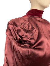 Load image into Gallery viewer, Original 1940's Burgundy Herringbone Wool Jacket with Rich Velvet Trim - Bust 34 35