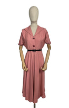 Load image into Gallery viewer, Original 1950's Dusky Pink Day Dress with Burgundy Buttons - Bust 36