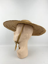 Load image into Gallery viewer, Original 1930s 1940s Painted Straw Hat with Grosgrain Trim - AS IS