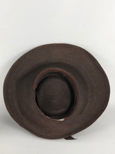 Load image into Gallery viewer, 1940s 1950s Chocolate Brown Straw Hat with Grosgrain Bow