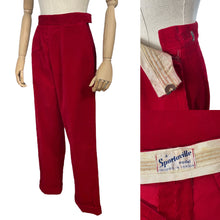 Load image into Gallery viewer, Original 1950's Cherry Red Sportaville Cords with Turn-Ups - Waist 27"