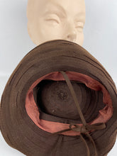 Load image into Gallery viewer, Original 1930's 1940's Chocolate Brown Felt Tilt Topper Hat - Smart Vintage Hat