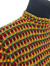 Load image into Gallery viewer, Reproduction 1930s Autumnal Stripe Knit in Red, Green and Mustard - Bust 35” 36” 37”