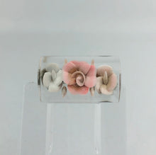 Load image into Gallery viewer, Original 1940s 1950s Rectangular Domed Reverse Carved Lucite Bar Brooch with Roses