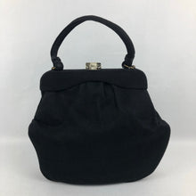 Load image into Gallery viewer, 1940s Large Black Bag Covered with Fabric