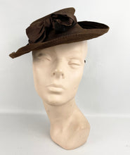 Load image into Gallery viewer, Original 1930's 1940's Chocolate Brown Felt Tilt Topper Hat - Smart Vintage Hat