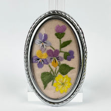 Load image into Gallery viewer, Original 1950's Pink Embroidered Flower Brooch - Vintage Embroidered Brooch