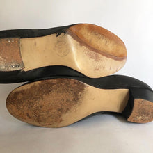 Load image into Gallery viewer, Original 1940s CC41 Black Satin Shoes - Size 7
