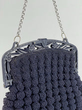 Load image into Gallery viewer, Original 1940s American Made Crochet Bag in Navy