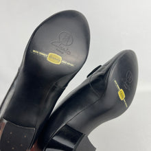 Load image into Gallery viewer, Original 1940's Black Deadstock in Box Glace Leather Marina Court Shoes with Suede Trim by Clarks - UK 7