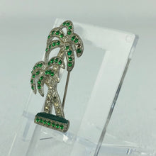 Load image into Gallery viewer, Vintage Green and Clear Paste Palm Tree Brooch