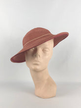 Load image into Gallery viewer, Original 1930s Salmon Pink Fine Straw Sun Hat with Grosgrain Trim