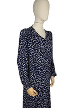 Load image into Gallery viewer, Original 1930's/1940's Volup Novelty Print Day Dress in Navy and White with Butterfly Print - Bust 44 46