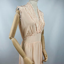 Load image into Gallery viewer, Original 1940s Nightdress by Rational with Lace Trim and Belt - Bust 40