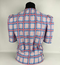 Load image into Gallery viewer, 1940s Reproduction Blouse in Red, White and Blue Check - Bust 35 36 37
