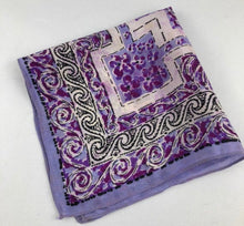 Load image into Gallery viewer, Original1940's Purple, Pink and Black Silk Crepe Hanky - FREE UK P&P