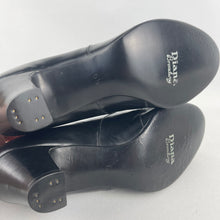 Load image into Gallery viewer, Original 1930's 1940's Deadstock in Box Black Glace Kid Leather Court Shoes by Diana - UK 6 6.5