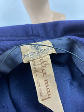 Load image into Gallery viewer, Outstanding 1940s American Made Navy Blue Pleated Felt Hat with Tassel Trim