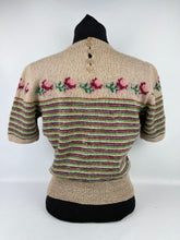 Load image into Gallery viewer, Original 1950s Fair Isle Roses Knit with Colourful Stripes - Bust 36 37