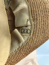 Load image into Gallery viewer, 1940s Natural Straw Hat With Large Pink Floral Decoration