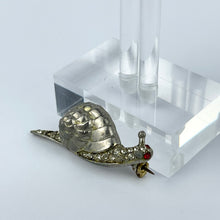 Load image into Gallery viewer, Adorable Little Clear Paste Set Snail Brooch with Red Paste Eyes