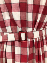 Load image into Gallery viewer, Original 1950s Bold Gingham Check Dress in Red, White and Pink - Bust 36 38 40
