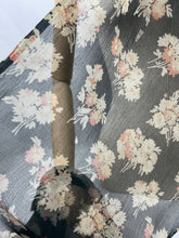 Load image into Gallery viewer, Original 1930's Fine Floral Chiffon Scarf on Black - Great Christmas Gift