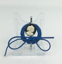 Load image into Gallery viewer, Original 1940s Make Do and Mend "Telephone Wire" Blue and Black Cameo Brooch