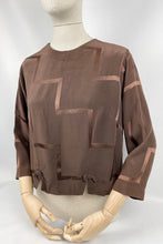 Load image into Gallery viewer, Original 1930s Brown Satin Backed Crepe Cropped Blouse with Bow Trim - Bust 36 37 38