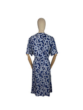 Load image into Gallery viewer, Wounded But Wearable Original 1940's Volup Two Tone Blue Summer Dress in Soft Linen - Much Loved - Bust 42 44