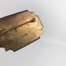 Load image into Gallery viewer, Original French 1950s Reverse Carved Lucite Brooch with Pink and White Roses in a Metal Frame