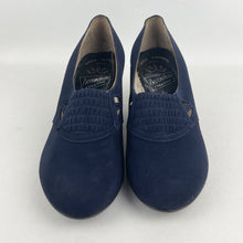 Load image into Gallery viewer, Original 1940's 1950's Deadstock Blue Suede Court Shoes with Cutout Detail - UK 4