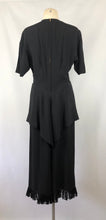 Load image into Gallery viewer, 1940s Black Dress with Lace Overlay and Fishtail Peplum -B38