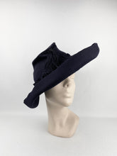 Load image into Gallery viewer, Outstanding 1940s American Made Navy Blue Pleated Felt Hat with Tassel Trim