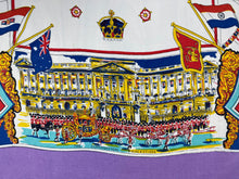 Load image into Gallery viewer, Original 1953 Queen Elizabeth II Coronation Commemorative Scarf - Bold Print on Purple Ground