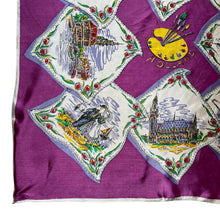 Load image into Gallery viewer, Vintage Artificial Silk Scarf with Tulips, Artist Palette and Tourist Attractions - Holland Tourist Piece - Great Turban or Headscarf
