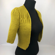 Load image into Gallery viewer, 1940s Style Hand Knitted Bolero in Lime Green - B34 36