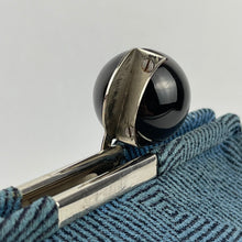 Load image into Gallery viewer, Exceptional Original 1930's Two-Tone Blue Clutch Bag with Cherry Amber Bakelite Clasp