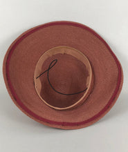 Load image into Gallery viewer, Original 1930s Salmon Pink Fine Straw Sun Hat with Grosgrain Trim