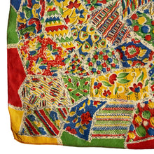 Load image into Gallery viewer, Original 1930's Pure Silk Hankie in Pretty Patchwork Design or Red, Green, Blue and Yellow - Great Gift Idea