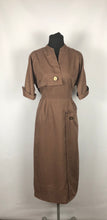 Load image into Gallery viewer, 1950s Volup Brown Fine Cotton Wiggle Dress - B40