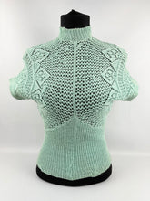 Load image into Gallery viewer, Original 1950s Jumper in Light Reseda Green - Charming Lace Knit - AS IS - Bust 34"