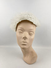 Load image into Gallery viewer, Original 1950’s White Straw Hat with Net and Silver Trim - Fabulous Fifties Hat *