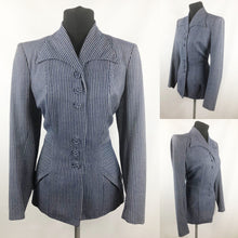 Load image into Gallery viewer, 1940s Blue and White Herringbone Stripe Wool Jacket - B38